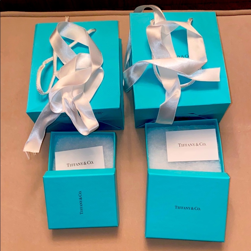 2 Tiffany Gift Bags, Boxes and Ribbon